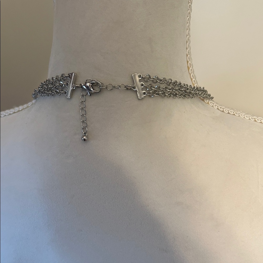 Silver Layered Statement Necklace | Multi Strand … - image 5